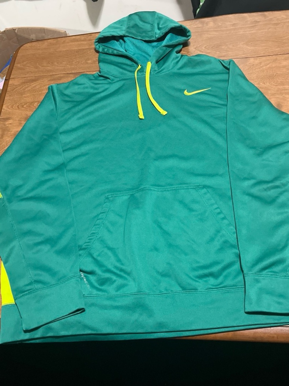 Nike Green Thermal Pullover Hoodie with Yellow Drawstrings